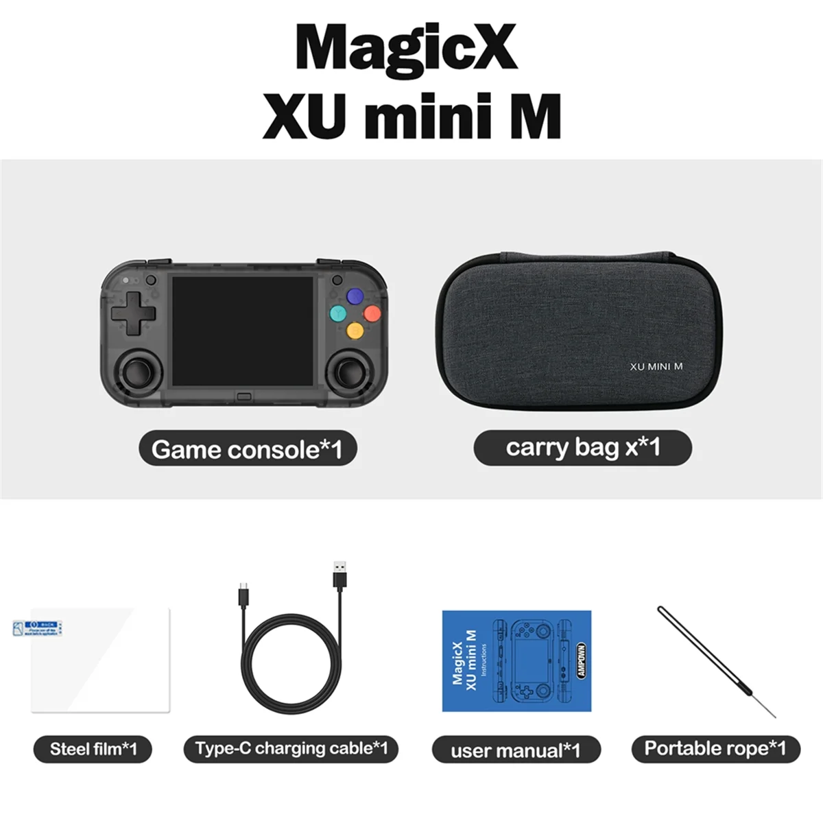 Hot! XU Mini M Game Console 128GB 11700 Games 2.8 Inch IPS Linux Handheld Game Players Retro Video Game for Kids Black