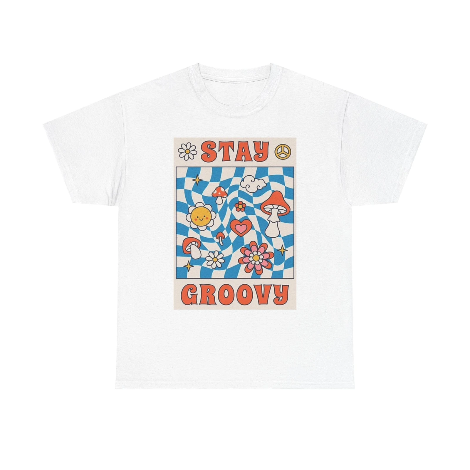 

Футболка с рисунком Stay Groovy, винтажная футболка унисекс из плотного хлопка Flower Power