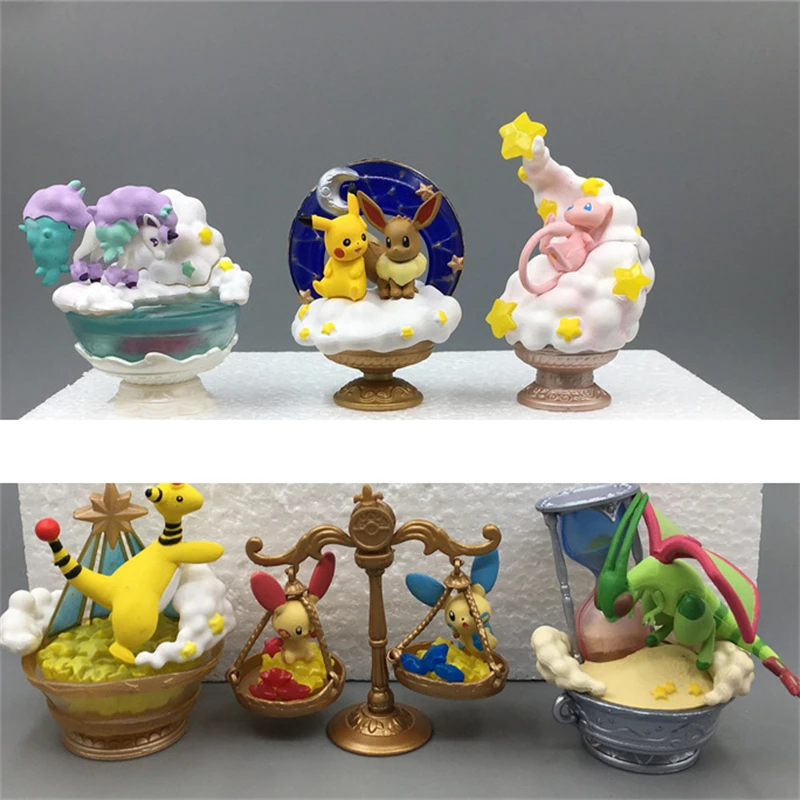 Pokemon Figure Re-Ment STARRIUM SERIES 2 Ampharos Mew Pikachu&Eevee Flygon Galarian Ponyta Plusle&Minun PVC Toy Gifts children