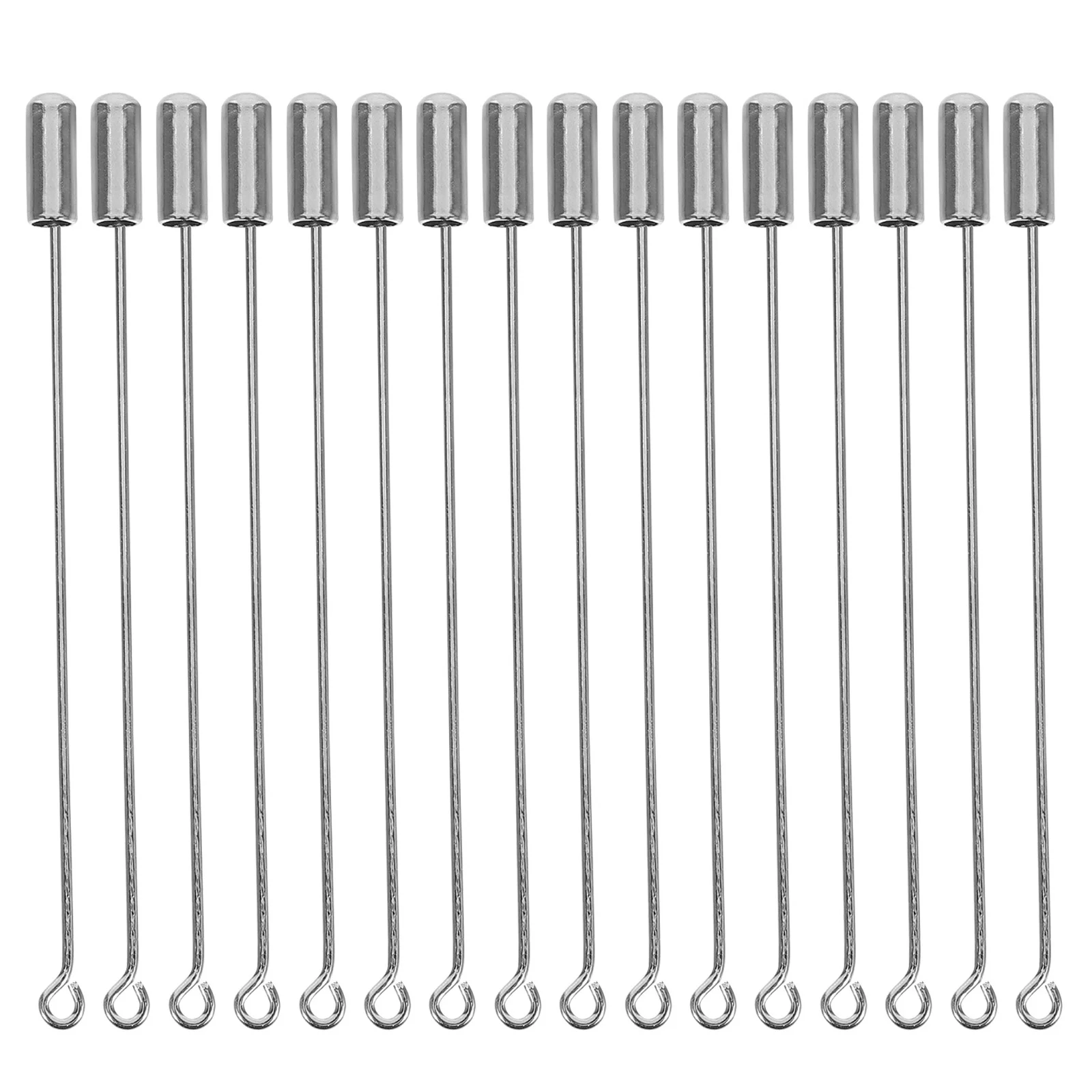 

50Pcs Metal Long Pin Stick Silver Stainless Steel Brooch Pins Stopper End Cap for Suits Hats Scarves Clothing Fixing