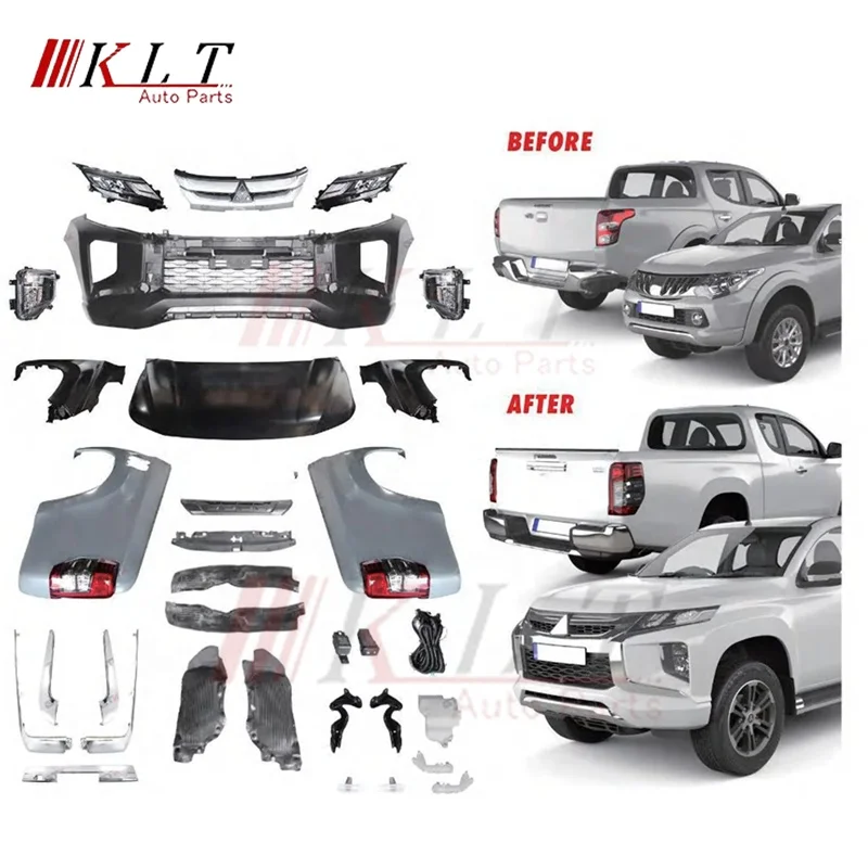 

KLT high quality Car bumper OEM model Facelift Body kit For Mitsu bishi Triton L200 2015 Upgrade to 2021