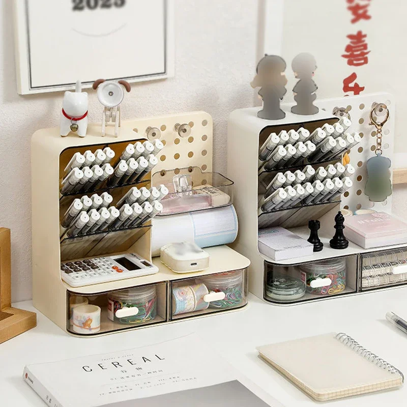 

1 Pc Desktop Perforated Board Storage Box Stationery Sorting Rack Desk Office Cosmetics Storage Rack Pen Holder Storage Rack