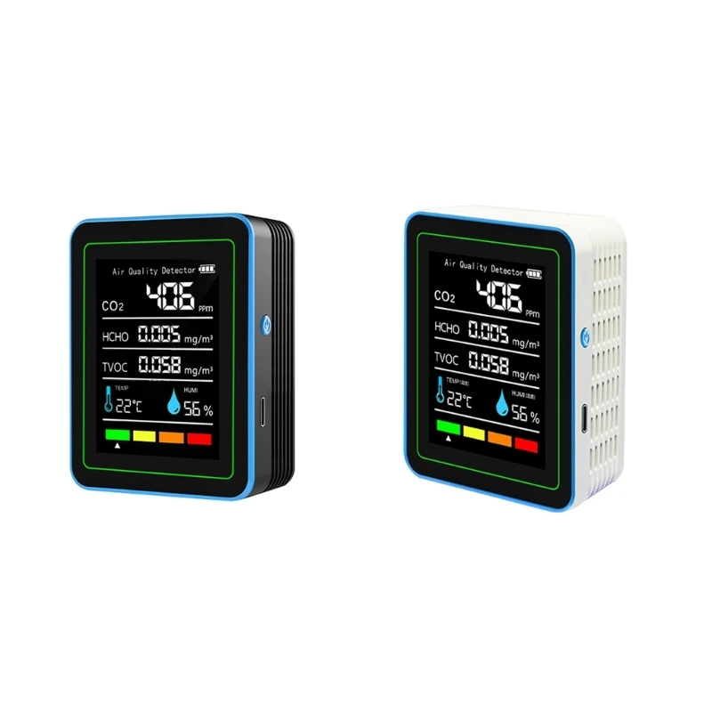 Air Quality Monitors Indoor Air Quality Meter Detects CO2 TVOC, Formaldehyde Humidity Temperature Multifunctional