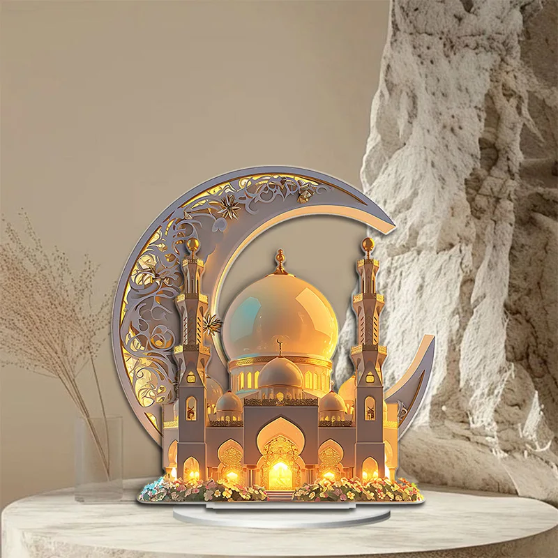 Ramadan Festival 2d Acrylic Moon Castle Craft Ornament 2025 Eid Al-fitr Mubarak Decoration Islamic Muslim Home Party Table Gifts