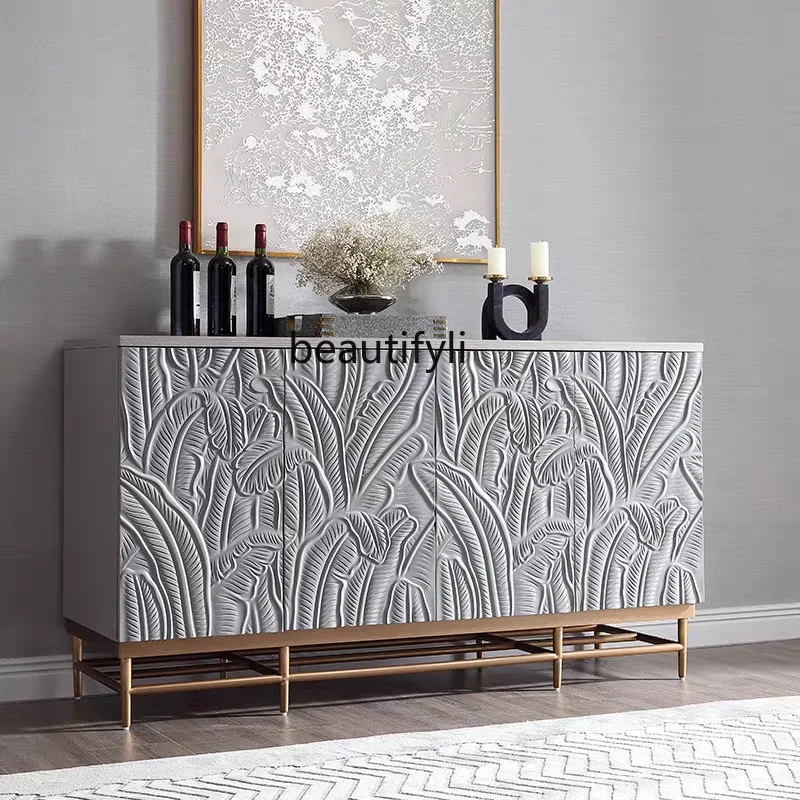 

A13 Light Luxury Sideboard Cabinet French Carved Storage Cabinet Solid Wood Dining Table Wine Cabinet Integrated Wall