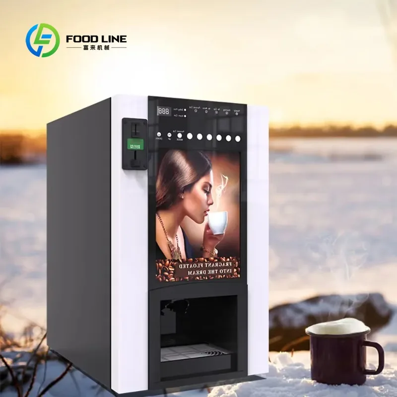 Custom Coin Operated Instant Coffee Vending Machine Chocolate Automatic Self-service Vending Machine for Public Places view 3