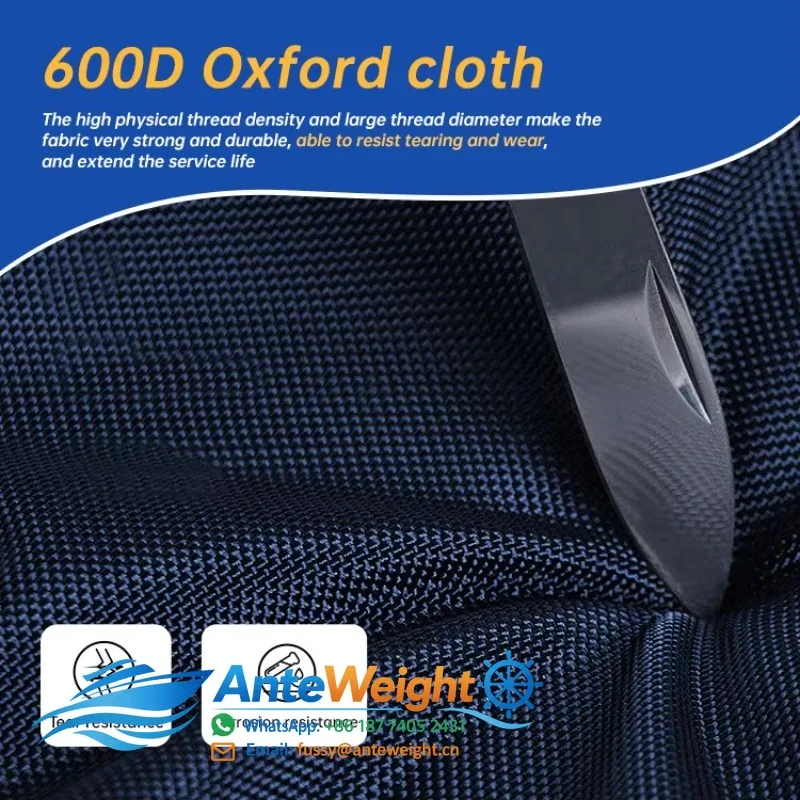 600D Oxford Fabric Marine Grade Universal Boat Cover 14-18ft Length Waterproof Hydrostatic Pressure 1000mm Tensile