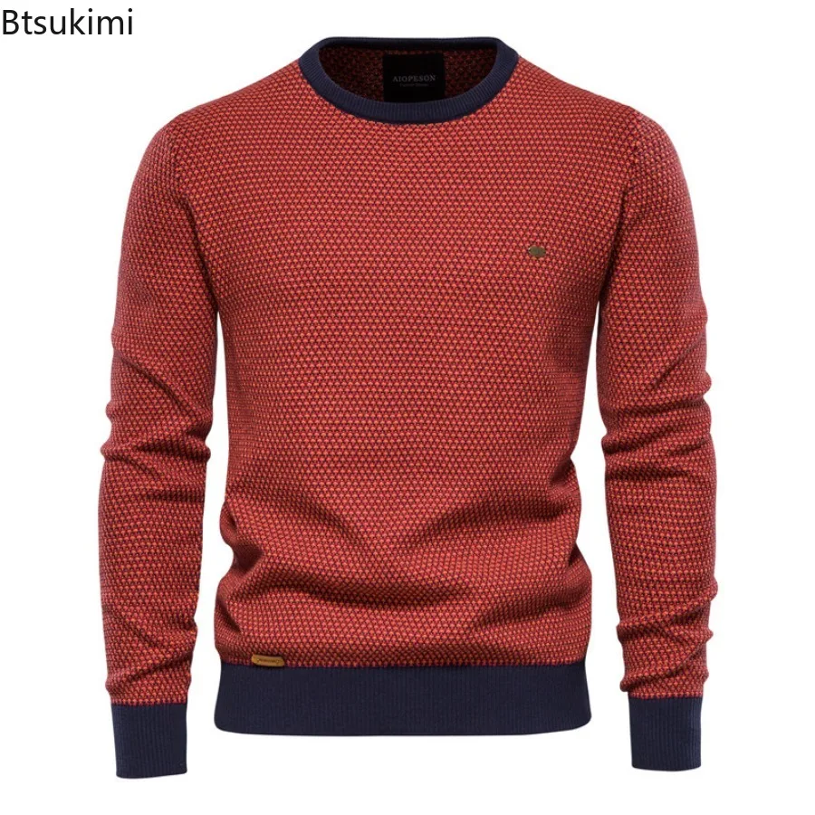 2025 Fashion Spliced Knitted Sweaters for Men Casual Warm O-neck High Quality Pullovers Autumn Winter Fashion Knitwear Tops Male