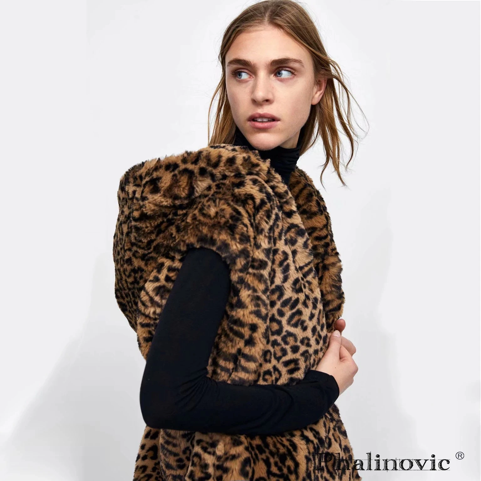 Leopard Hooded Faux Fur Vest Women 2022 New Designed Body Warmer Ladies Luxury Winter Furry Artificial Rabbit Coats Outwear 5XL