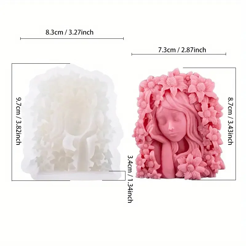 Exquisite goddess silicone mold, flat relief, reusable Valentine's Day figurine and aromatherapy candle mold, easy to clean.