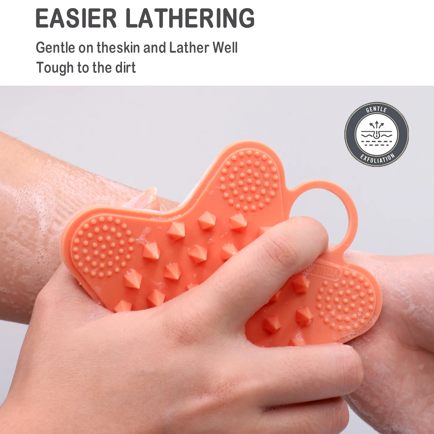 Siliconen exfoliërende bodyscrubber – Dubbelzijdige siliconen Loofah voor douche, bodyscrubber voor mannen en vrouwen, zachte luffa