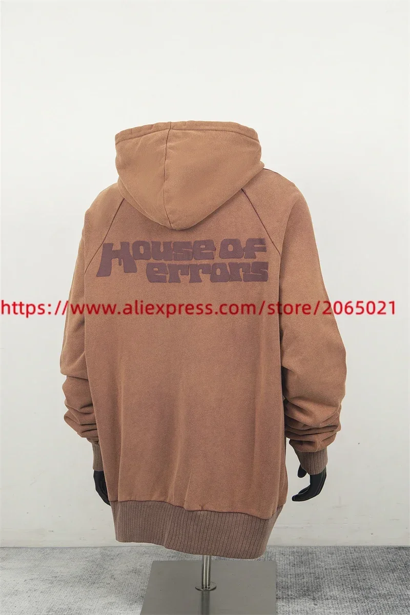 Washed HOUSE OF ERRORS Hoodie Men Women Couple Casual Hooded Oversized Sweatshirts Eye Foam Print Pullovers