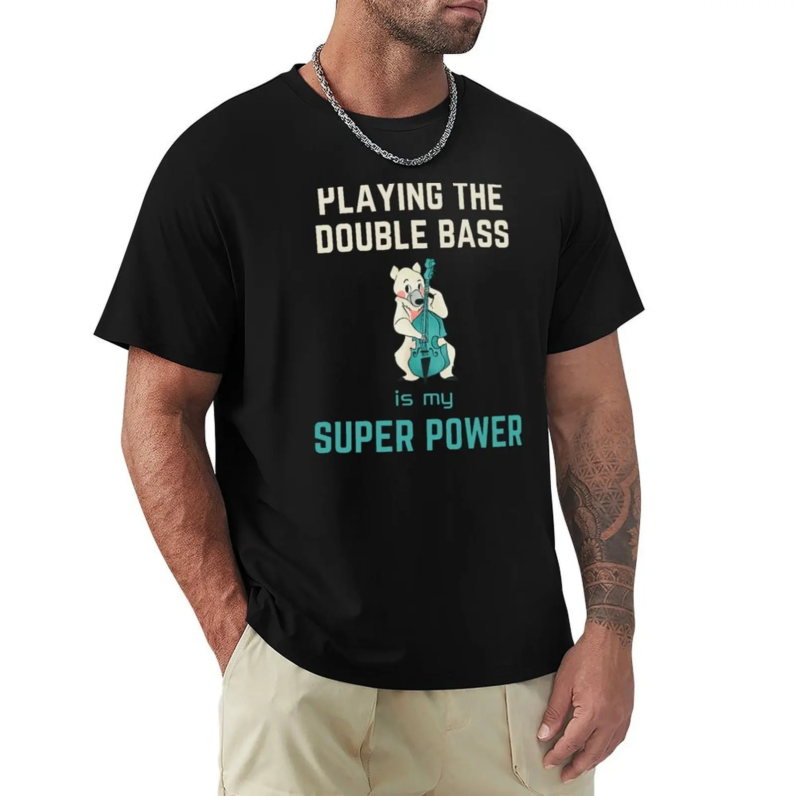 Double bass Playing Double bass Playing is my superpower T-Shirt Halloween Casual T-Shirt