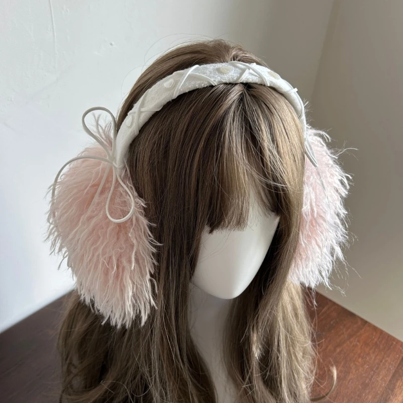 Lovely Winter Earmuff Soft & Warm Ear Covers for Women Teens Girl Furry Plush Ear Protectors Outdoor Activity Ear Muffs