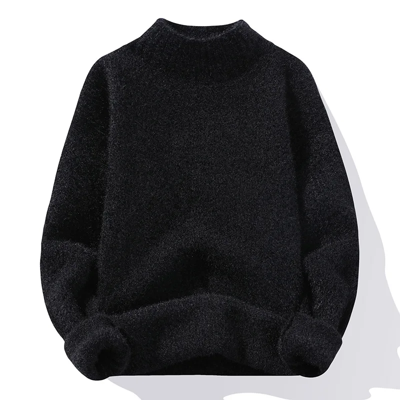 Men's Sweater 2023 Autumn/Winter Thickened Korean Edition Trend Solid Color Half High Collar