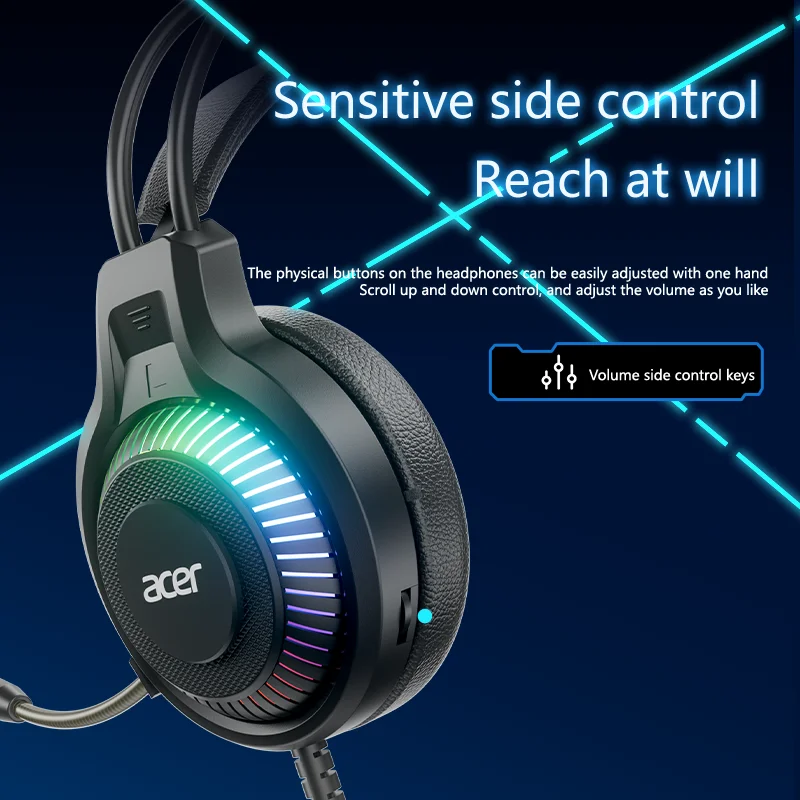 Acer سماعات الألعاب مع هيئة التصنيع العسكري 7.1 ستيريو الظاهري المحيطي مصباح ليد باس سماعة سماعات ألعاب للكمبيوتر ألعاب الكمبيوتر OHW303 #6