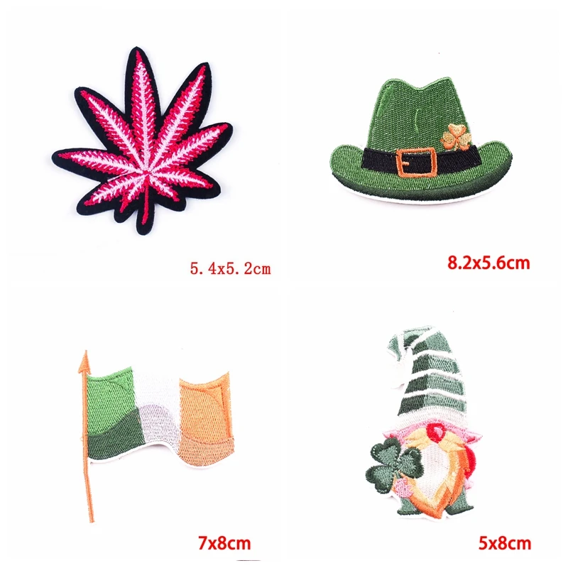 10 Cái/lô Lá Miếng Dán Cỏ Bốn Lá Thêu Miếng Dán Sắt Trên Miếng Dán Cho Clorhing Hoạt Hình Thêu Miếng Dán Trên Quần Áo DIY