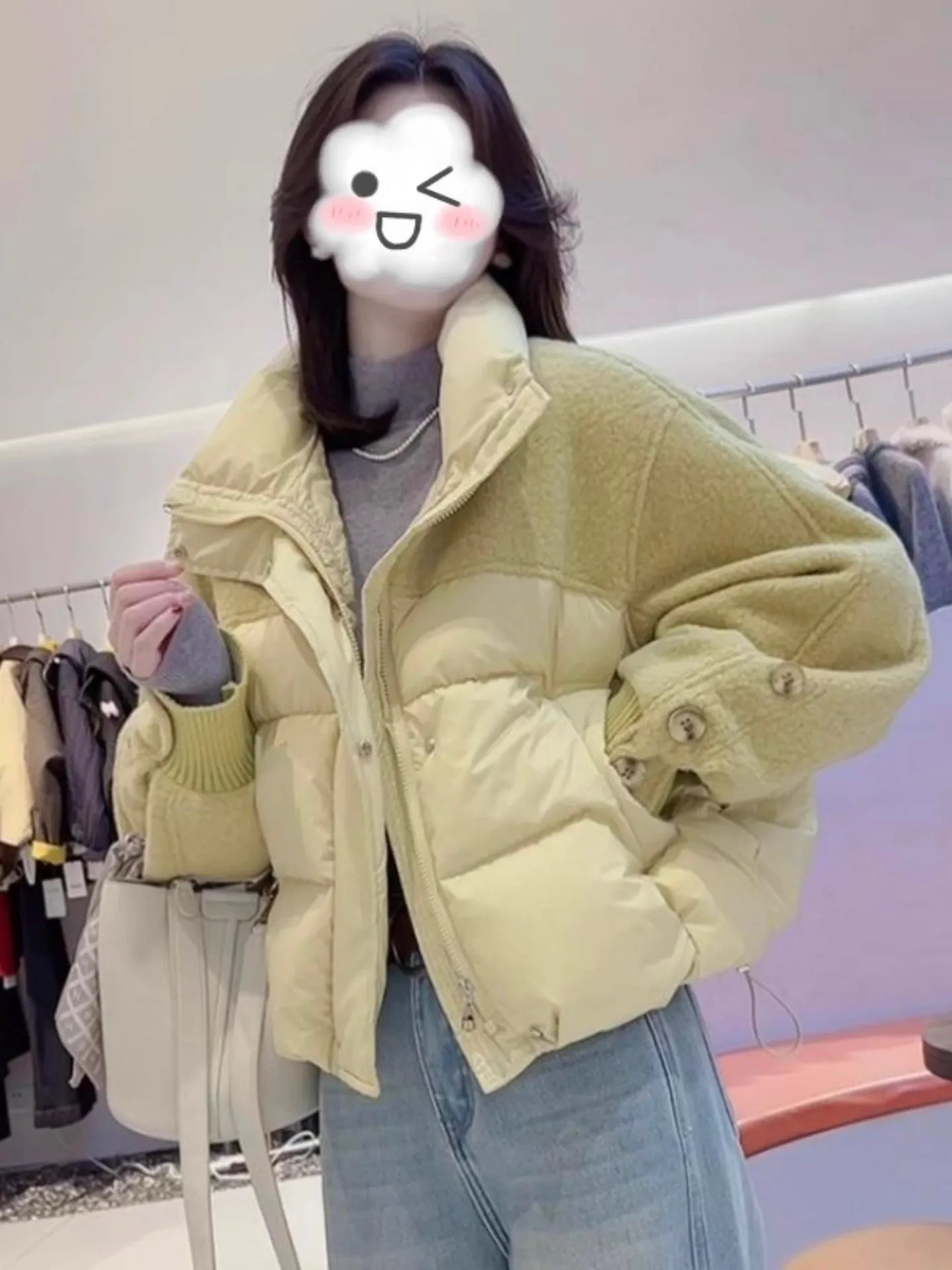 플러스 사이즈 패셔너블 패치워크 스탠드 칼라 코튼 재킷 여성용 겨울 디자인 보온 다용도 슬림 아우터웨어