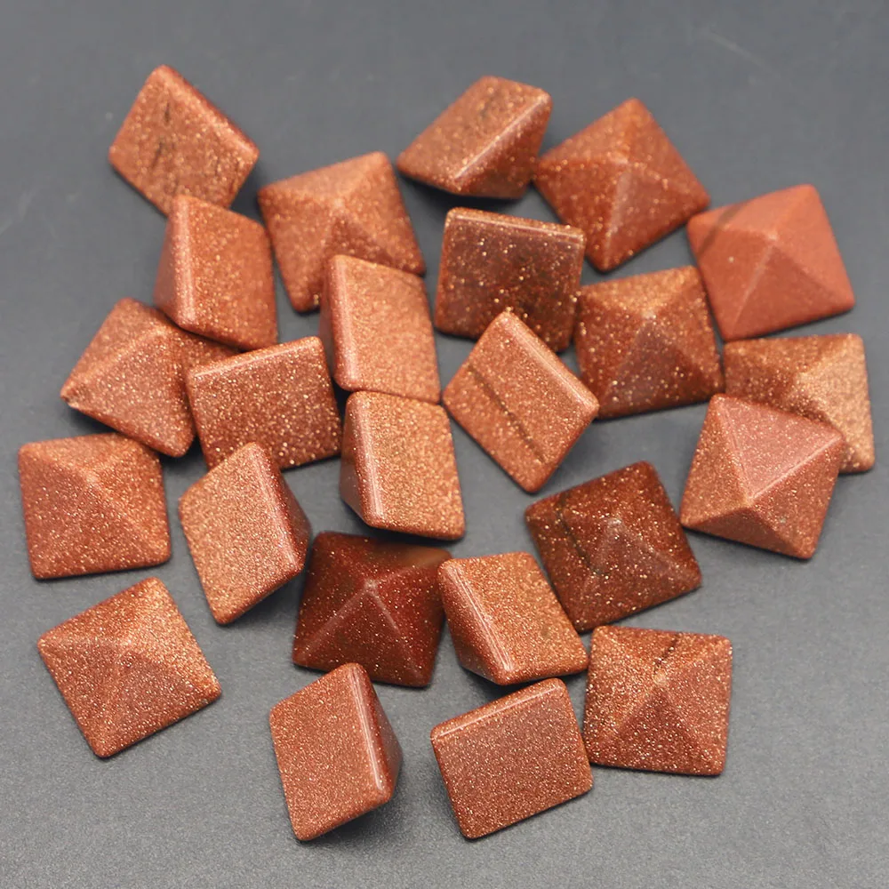 

14x10mm Natural Stone Pyramid Shape CAB Cabochon Gold Sands Beads for Jewelry&Clothes Accessories Wholesale 30Pcs Free Shipping