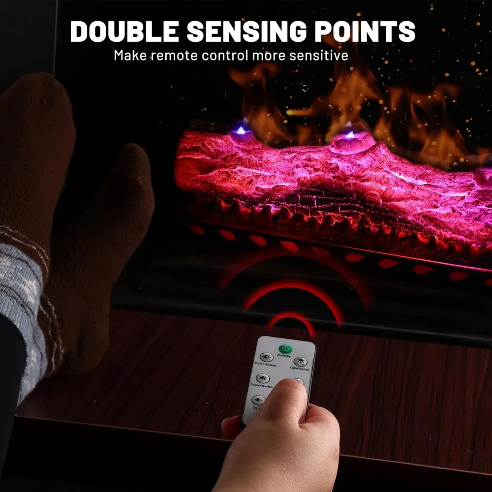 16-Inch USB-Powered Electric Fireplace Insert with Realistic Flame Effect and LED Candle Light