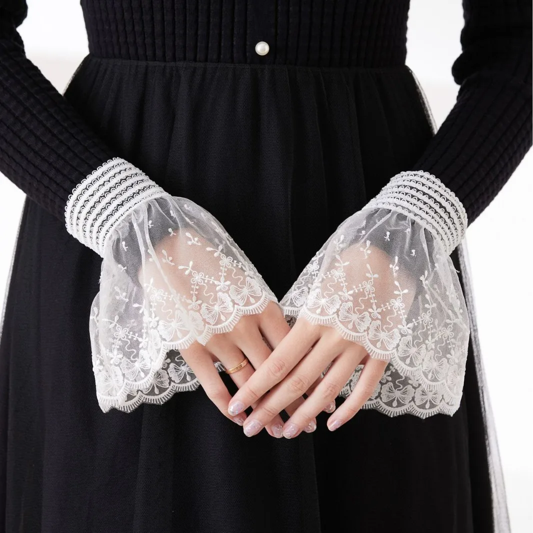 Women Shirt Fake Sleeved Wrist Cuffs Detachable Lace Ruffled Winter Autumn Shirts Sweater Sweatshirt False Sleeves