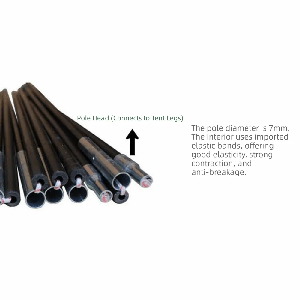 

2Pcs Fiberglass Camping Tent Poles Adjustable Black Camping Repair Accessories Durable Multiple Size Tent Pole Replacement Kit