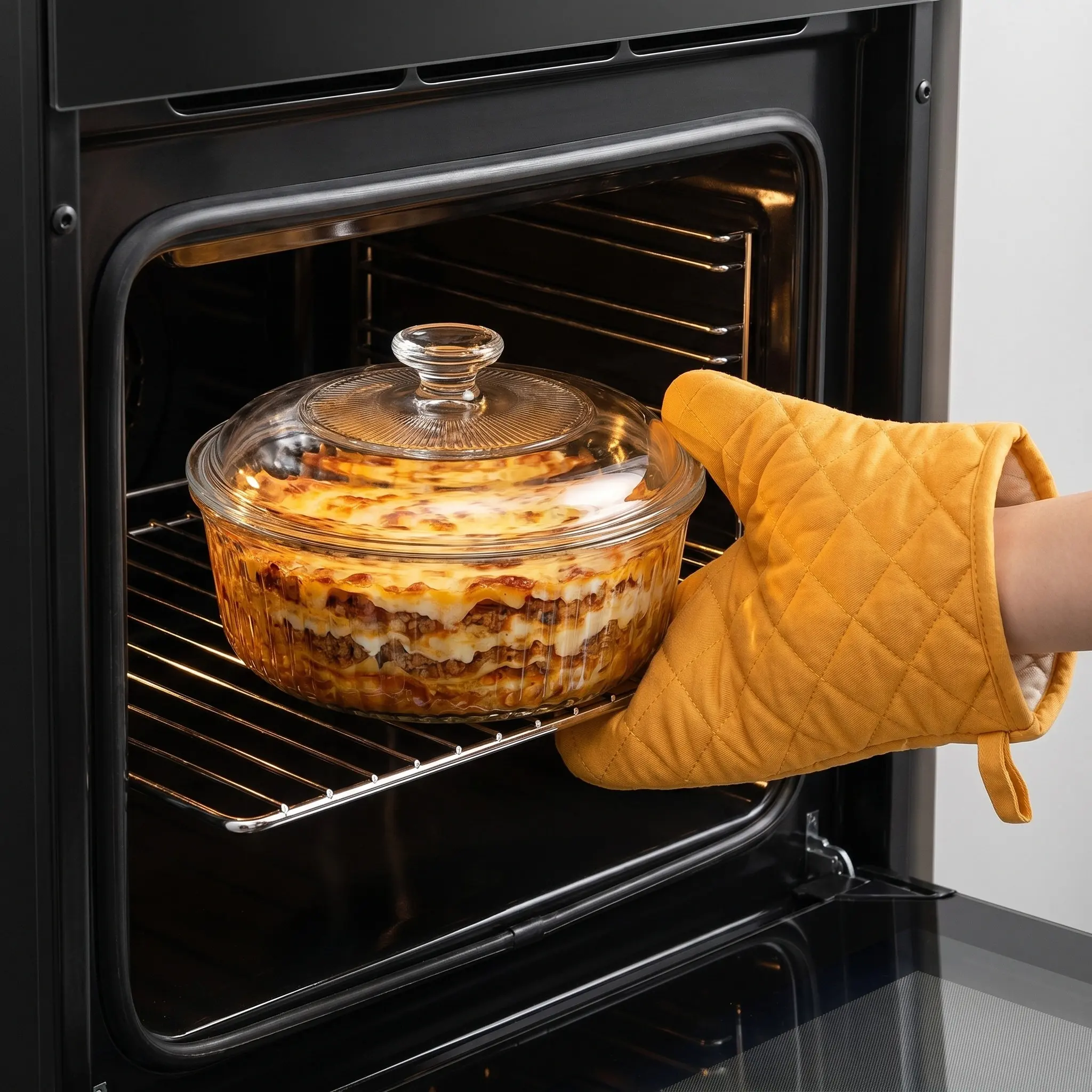 Glass Casserole Dish Round with Tight Seal Lid Ideal for Small Families Even Heating Easy Clean Oven Stove Use Clear Bakeware