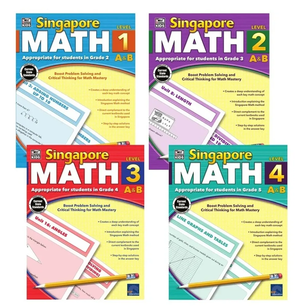 1 book Singapore Math Appropriate For Students Learning Math Practice Worksheet Workbook Math Improvement Kid Children
