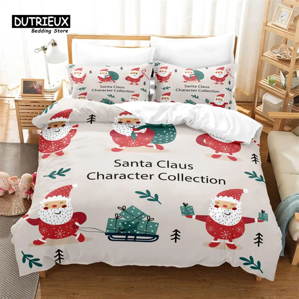 

Merry Christmas Duvet Cover Set, Fashion Bedding Set, Soft Comfortable Breathable Duvet Cover, For Bedroom Guest Room Decor