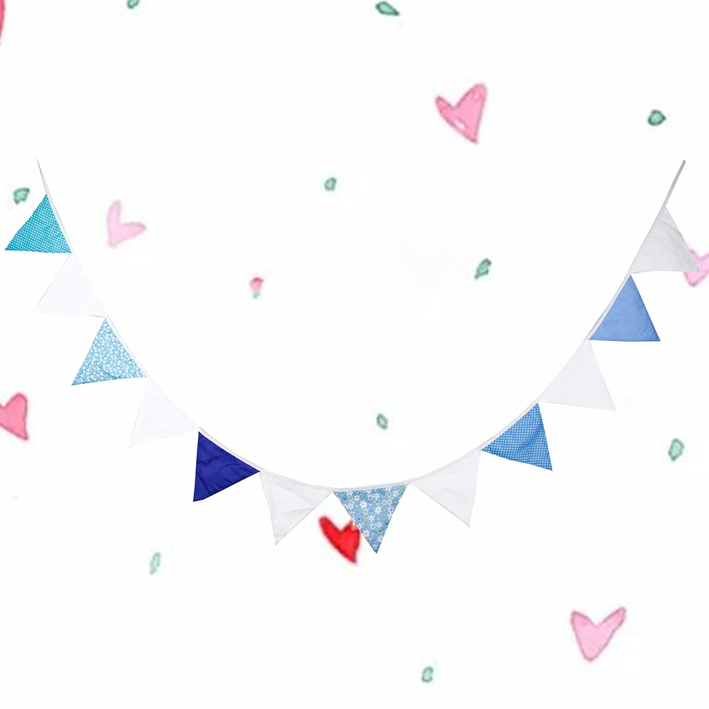 

Wedding Decorative Blue White Banner Triangle Bunting Party Triangle Bunting Decoration Christmas Birthday Festive