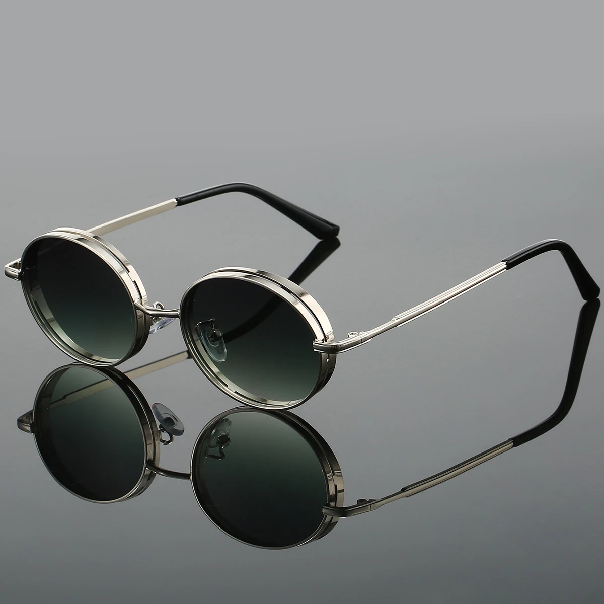 KAMMPT Oval Punk Sunglasses Men 2024 Fashion Gradient Multi-color Outdoor Shades Women Trendy Luxury Brand Design Sun Glasses