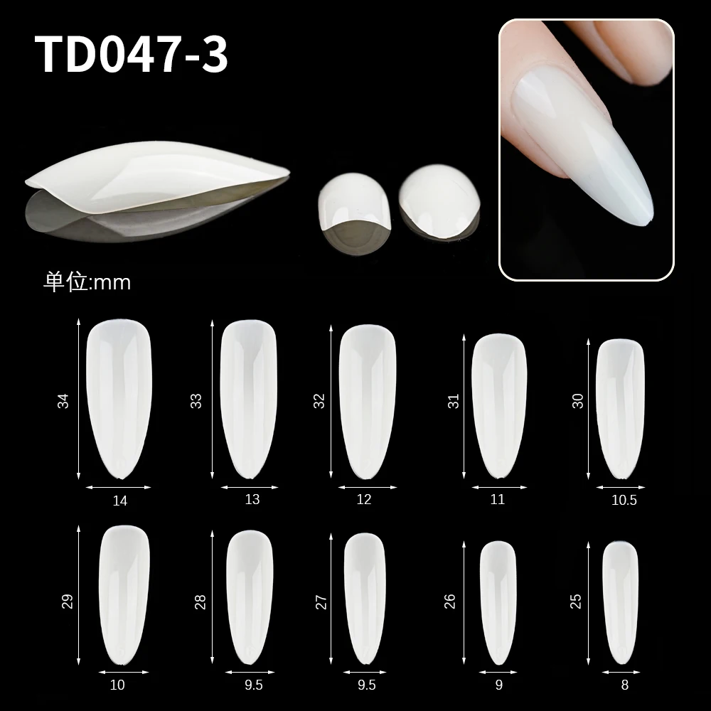 600Pcs Extra Long Hawk&Coffin Curved Nail Tips Full Cover Clear/Natural Long Stiletto/Almond Fake Nail Extension 10Sizes Package