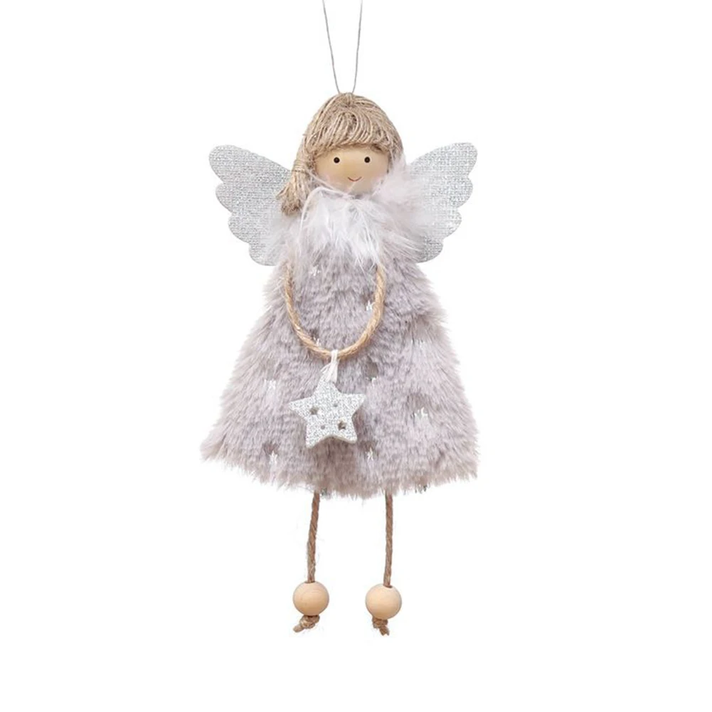 จี้เครื่องประดับ Angel จี้ตุ๊กตาคริสต์มาสตกแต่งแขวนสีชมพู Plush Table Decor ครัวเรือนสีขาว