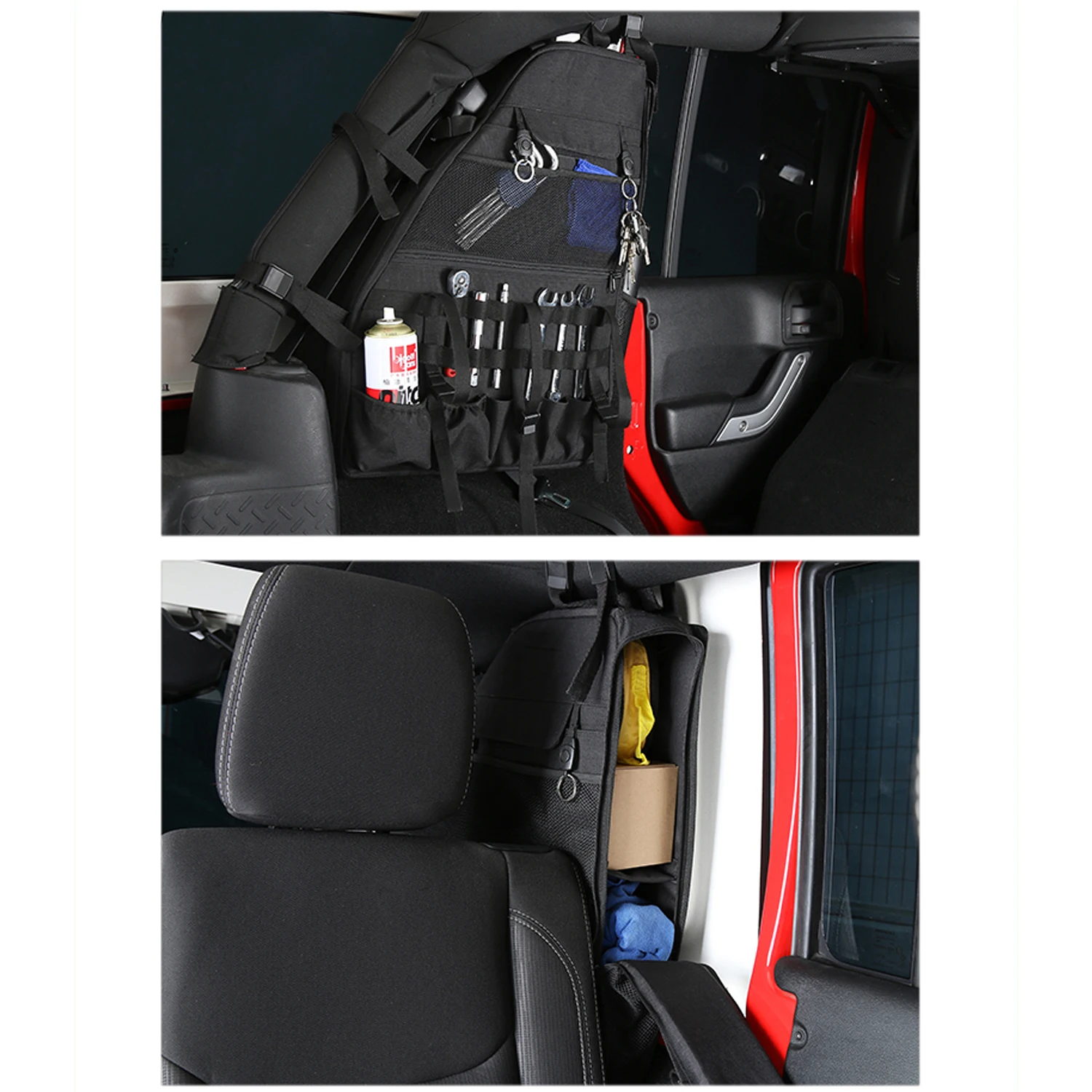 Roll Bar Storage Bag Cage Cargo For Jeep Wrangler JK JKU JL 4-Door 2007-2019 Saddle Bag Multi-Pocket Organizers Tool Storage Bag