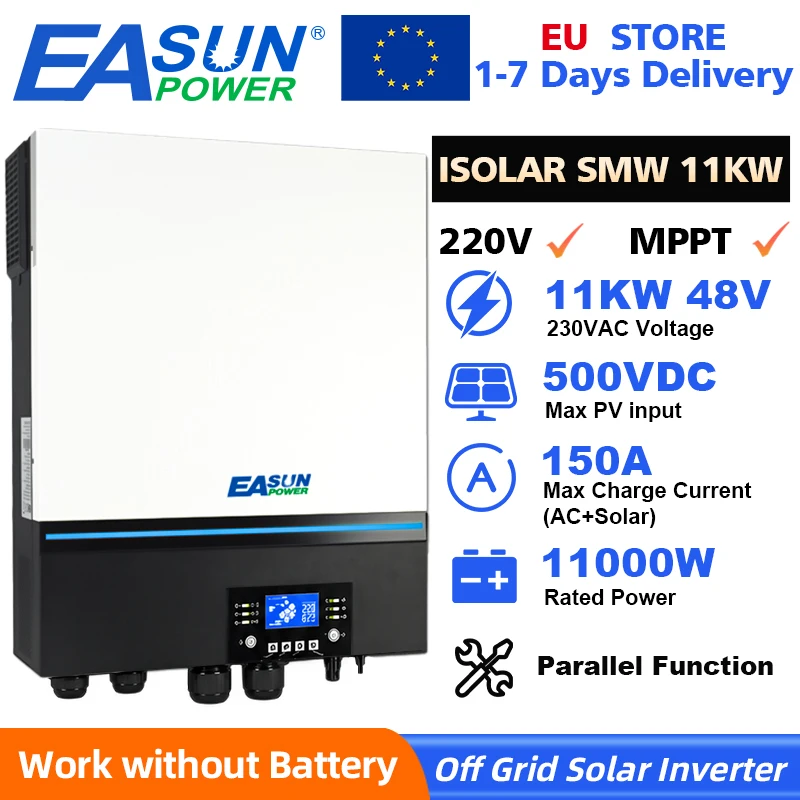 EASUN POWER 11KW Hybride Solar Inverter 48V 220V Off Grid Zuivere Sinusgolf Inverter 150A MPPT Solar Batterijlader Met WIFI