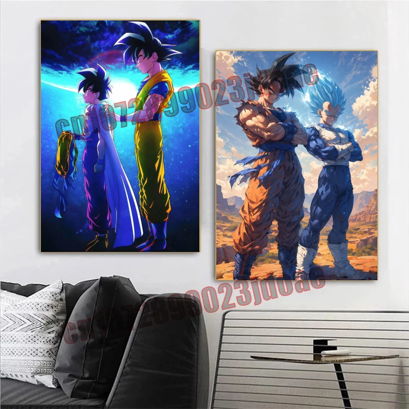 Dragon Ball Goku Vegeta Master Roshi Tsuru Sen'nin Childhood Memory Comic HD Poster Canvas Painter Decoration Children's Gift