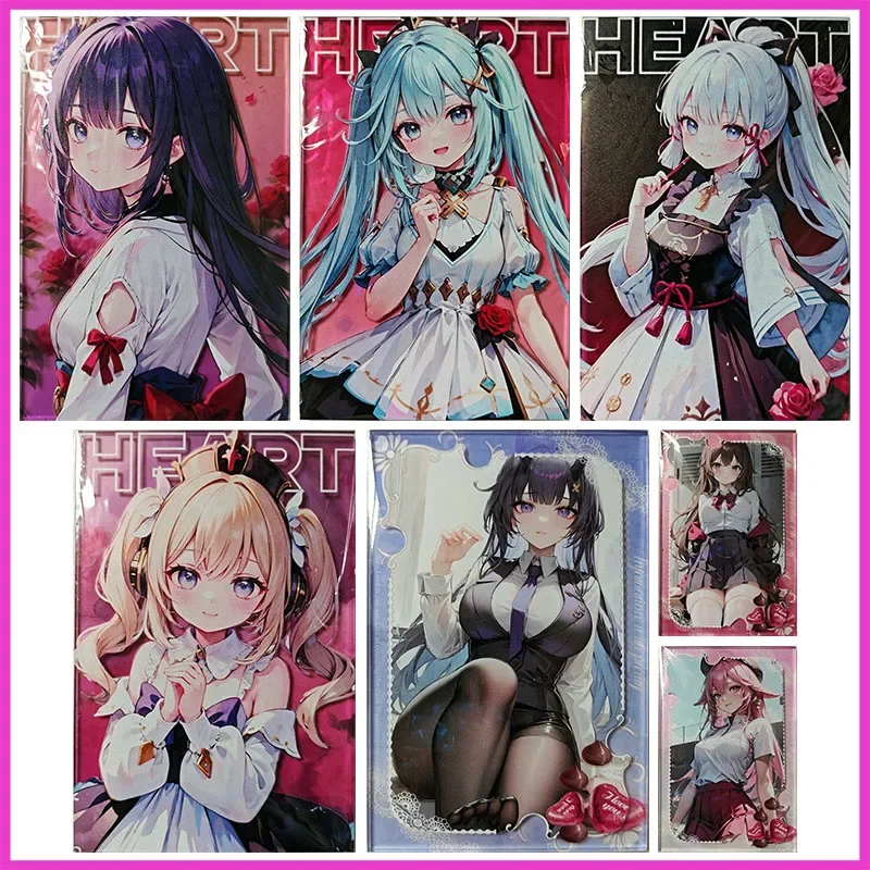 Anime Goddess Story Rare Acrylic Refraction Collectible Cards Yae Miko Hatsune Miku Hu Tao Barbara Toys for boys Birthday Gift