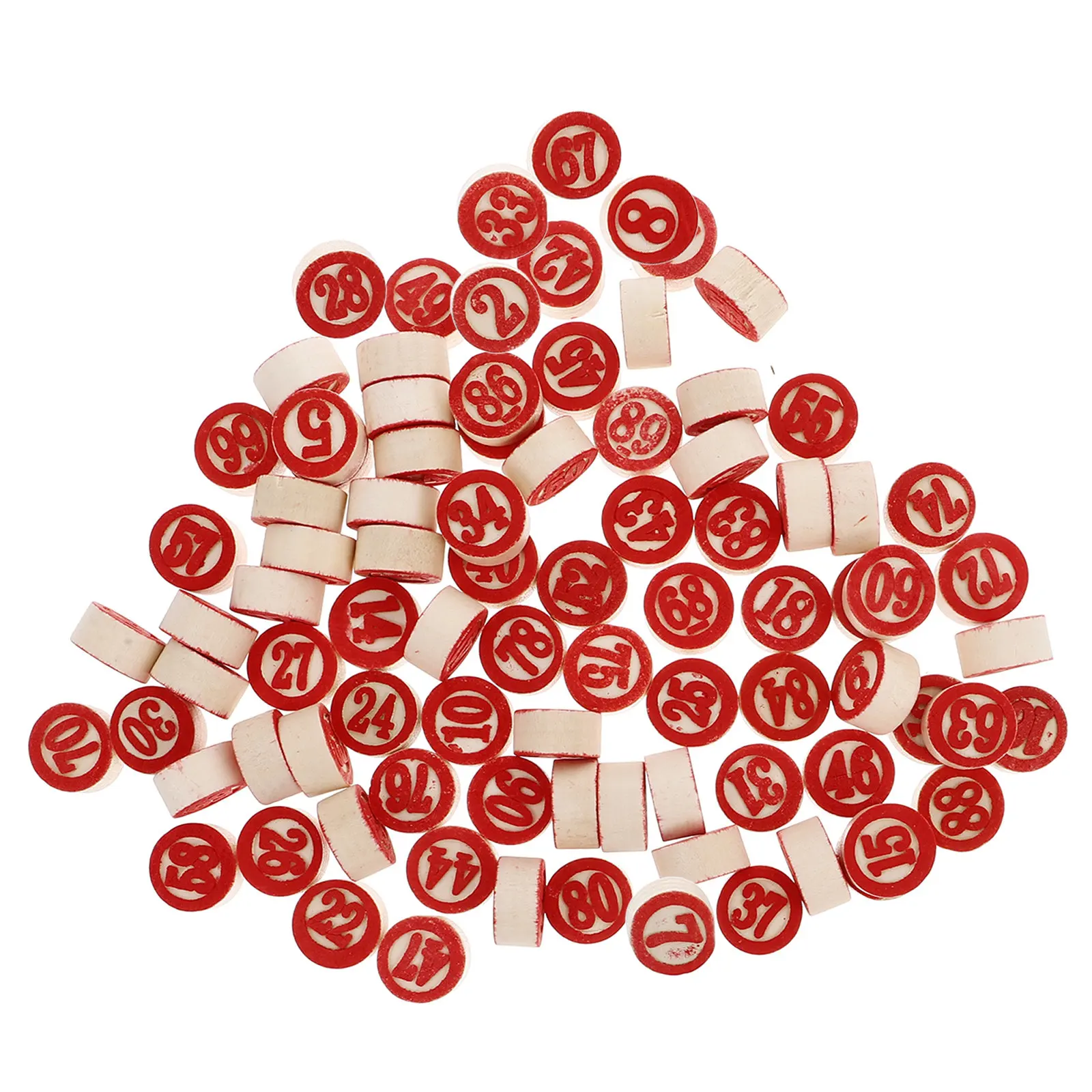 

90Pcs Wood Number Chess Set Red Circular Dual-Sided 1 to 90 for Board Game Logic Puzzles Number Games Family Game Educational