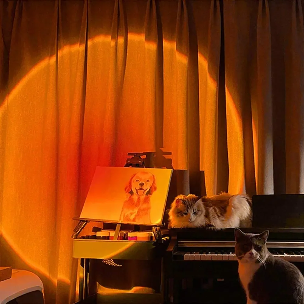 Projector Led Night Light USB Rainbow Sunset Red Sun Projection Desk Lamp for Bedroom Bar Coffee Store Wall Decoration Lighting