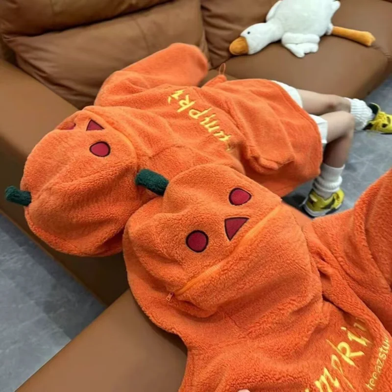 Felpa con cappuccio zucca da donna American Halloween Top ampio autunno e inverno
