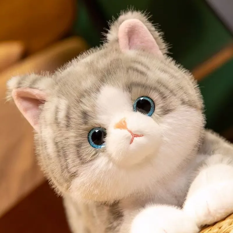 ตุ๊กตาแมวซายต์ ดูดู นอนคว่ำ ของเล่นตุ๊กตาแมวเหมือนจริง ตุ๊กตาแมวตัวเล็กนั่งยอง ตุ๊กตาผ้าพลัฌเหมือนจริงสำหรับเด็กและนักสะสม