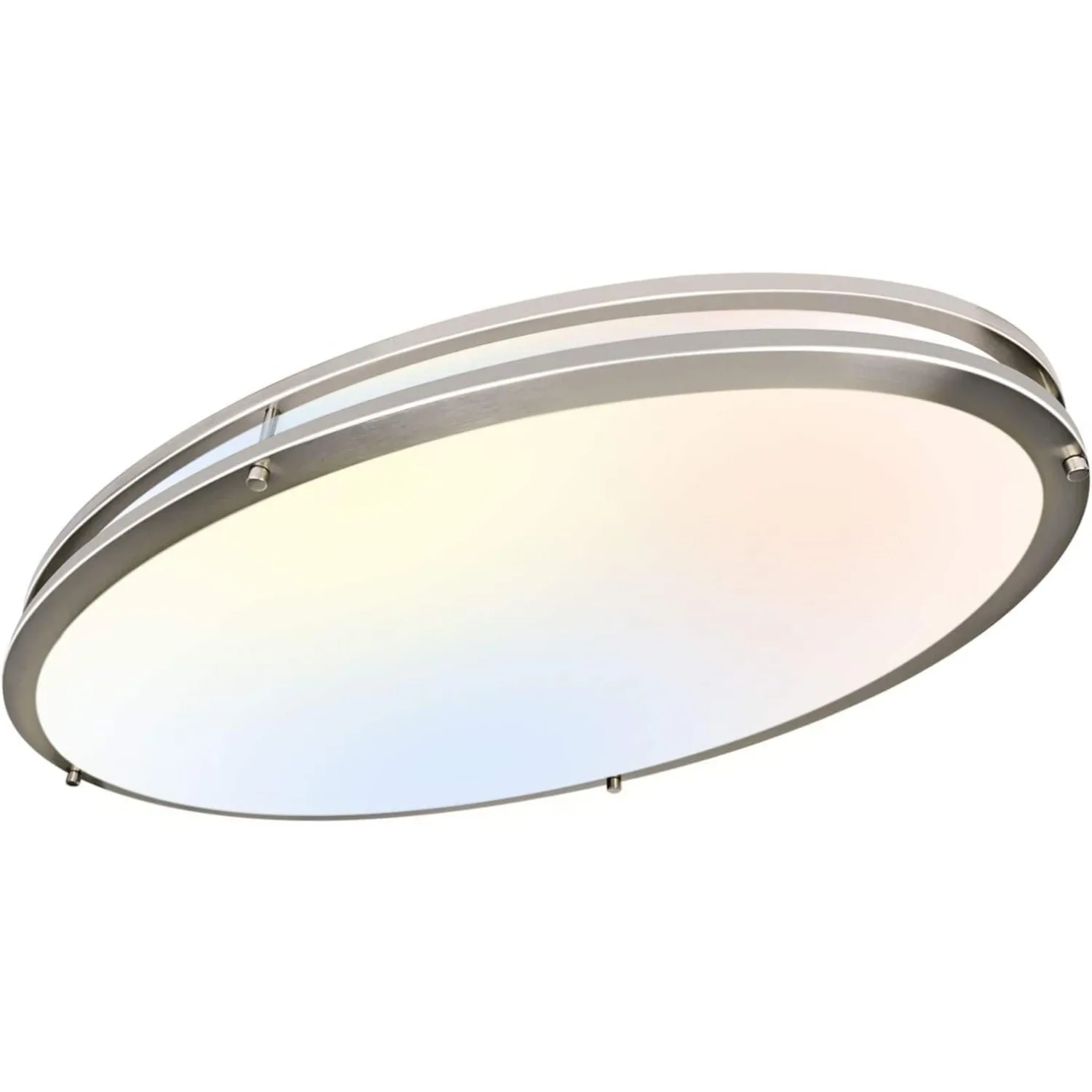 

32 Inch Oval Ceiling Light, 60W, 4000LM, 2700K3000K3500K4000K5000K Adjustable, Brush Nickel Finish Dimmable Flu