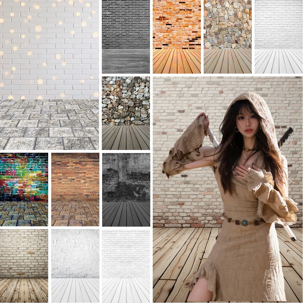 

MOON.QG White Brick Backgrounds Photography Floors Vintage Stone Backdrop Product Photo Studio Child Party Supplies Photocall
