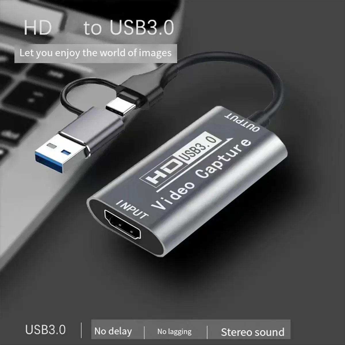 Tarjeta de captura de vídeo USB/USB C con HD 4K a tipo C USB 3,0 convertidor de Audio y vídeo ordenador portátil monitoreo de teléfono inteligente