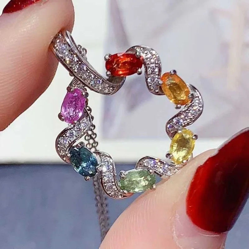 

Trendy Gem Pendant Natural Fancy Sapphire 3x5mm S925 Silver Birthday Present