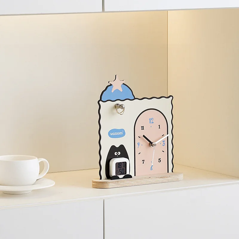 

Simple Cartoon Style Desktop Clock Decoration Creative Clock Desktop Ornament
