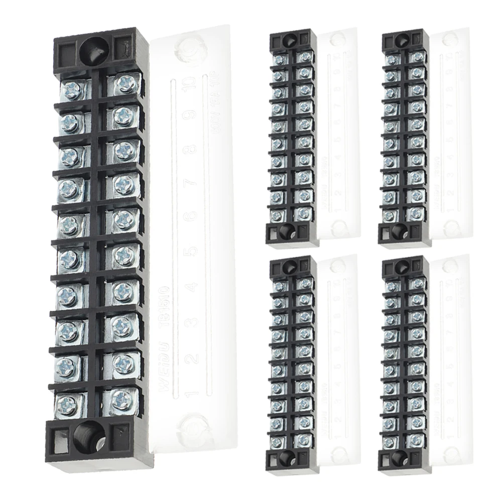 

5Pcs -1510 Fixed Terminal Block Electrical Wiring Connections Easy Install Wear Resistant Versatile 15A 10Pole