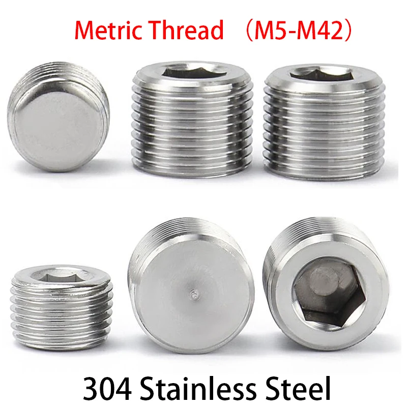 

M5 M6 M8 M10 M12 M14 M16 M18 M20 M22 M24-M42 Metric Fine External Thread 304SS Inner Hexagon Socket Allen Head Bolt End Cap Plug