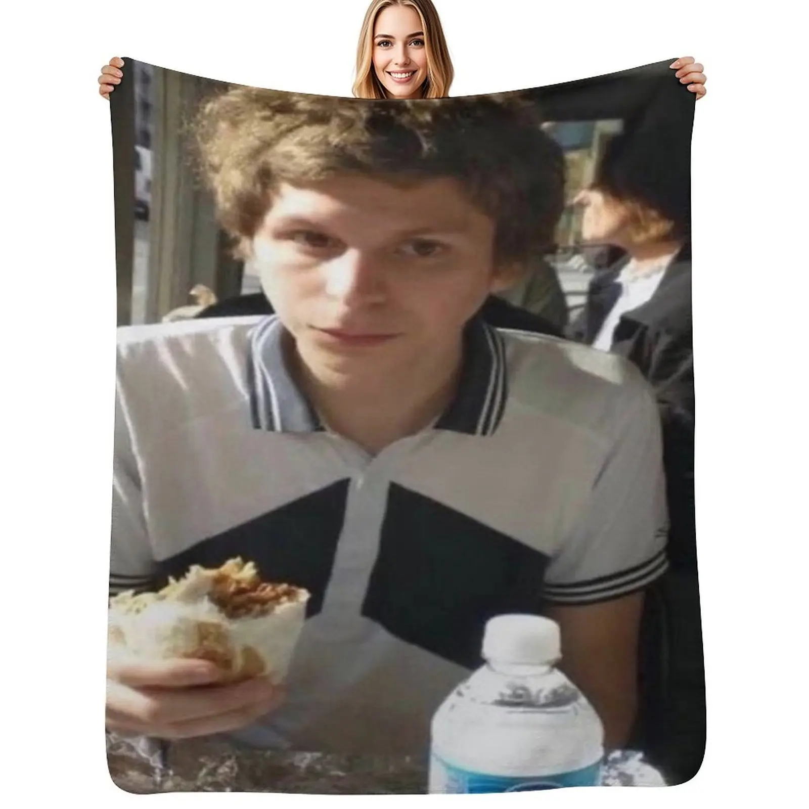 Michael Cera Eating Burrito Throw Blanket Easy Care Comfortable Blanket for Couch
