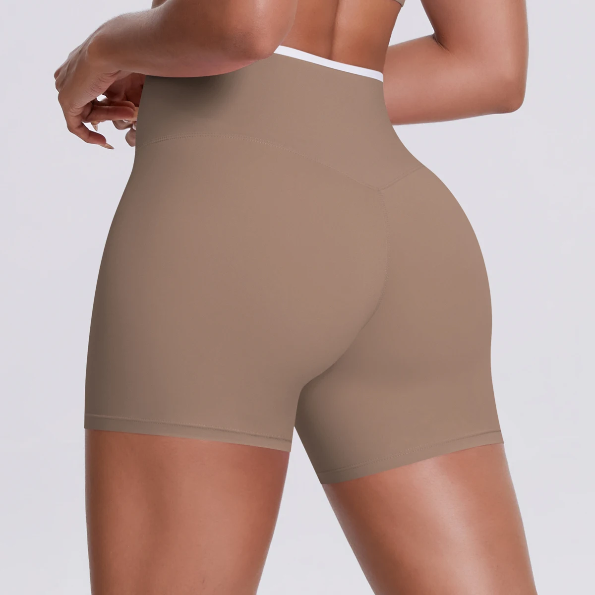 Yoga-Shorts, Damen-Fitness-Shorts, Shorts mit V-förmiger Taille, Lauf- und Fahrradshorts, atmungsaktive Sportleggings, Shorts mit hoher Taille für das Training und das Fitnessstudio. – Detail 22